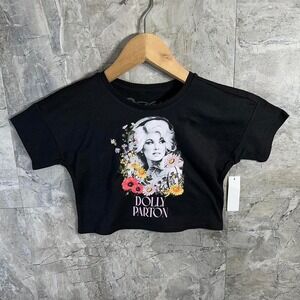 Dolly Parton Wonder Nation cropped tee - black and multi-coloured Woman's XS